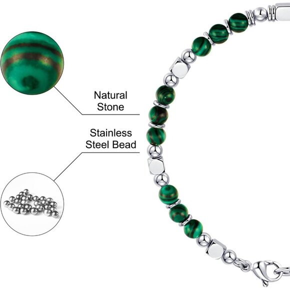 Silver & Green Boho Beaded Bracelets for Women Trendy Jewelry Gifts for Lover - Picture 4 of 7